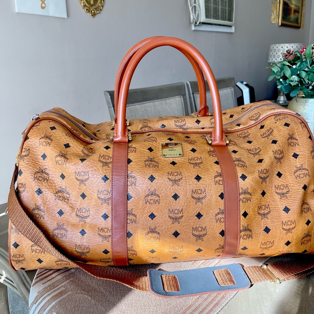 Authentic MCM congnac large duffle bag (KLV17)